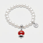 Bracciale in Acciaio Inossidabile con perle e campanella rossa con scritta Capri | gioielli in acciaio inossidabile | BYSIMON