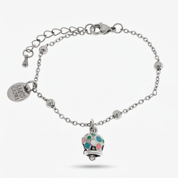 Bracciale in Acciaio Inossidabile con campanella con smalti multicolore e punto luce | gioielli in acciaio inossidabile | BYSIMON