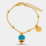 Bracciale in Acciaio con campanella portafortuna  verde acqua - BYSIMON gioielli