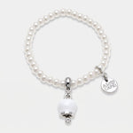 Bracciale in Acciaio Inossidabile con perle e campanella portafortuna in smalto bianco | gioielli in acciaio inossidabile | BYSIMON