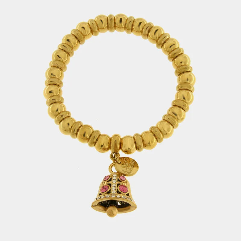 Bracciale in Acciaio campanella Capri con pois rosa - BYSIMON gioielli