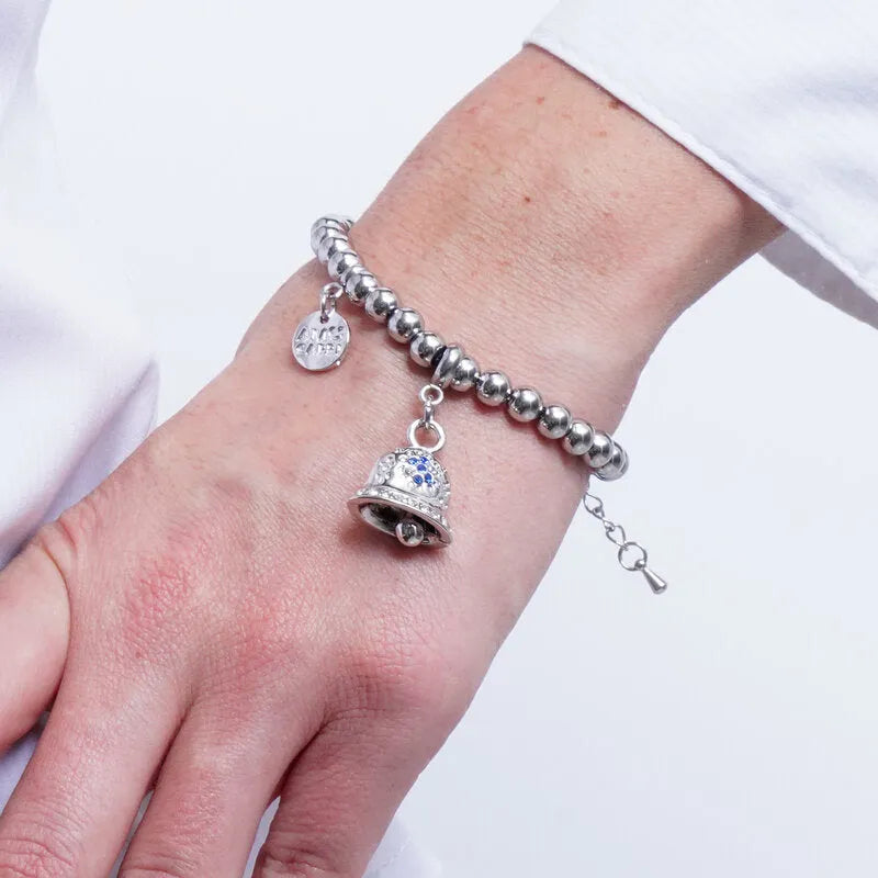 Bracciale in Acciaio campanella Capri con pois blu - BYSIMON gioielli