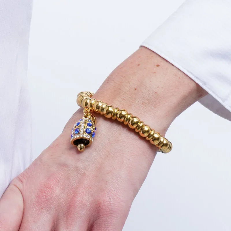 Bracciale in Acciaio campanella Capri con pois blu - BYSIMON gioielli