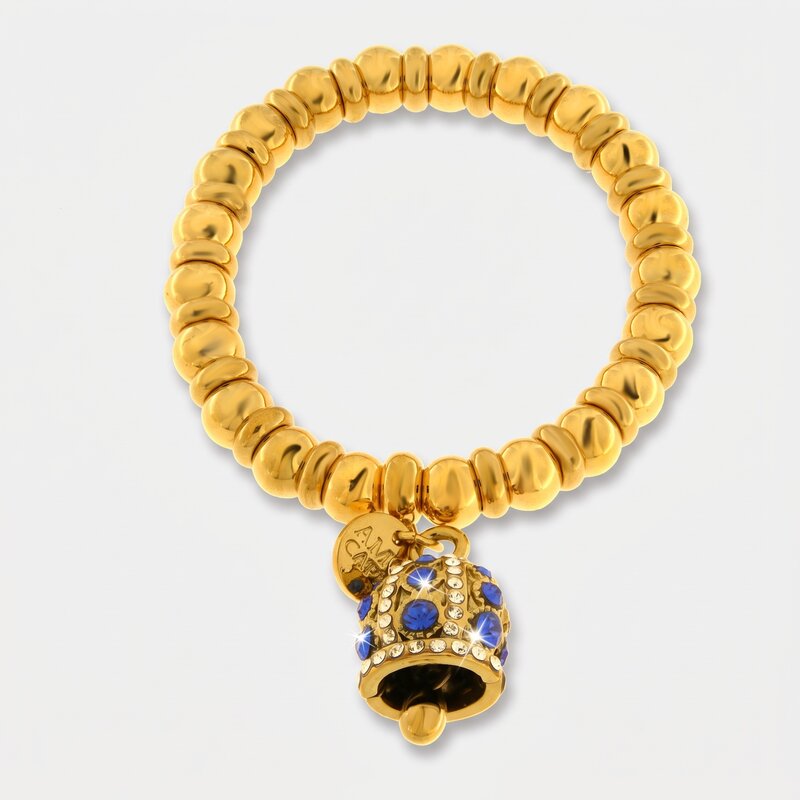 Bracciale in Acciaio campanella Capri con pois blu - BYSIMON gioielli