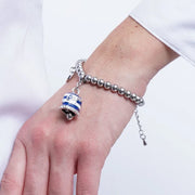 Bracciale in Acciaio campanella Capri con  strisce blu
