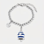 Bracciale in Acciaio Inossidabile campanella Capri con strisce blu | gioielli in acciaio inossidabile | BYSIMON