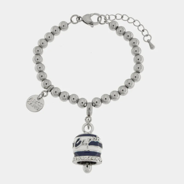 Bracciale in Acciaio Inossidabile campanella Capri con strisce blu | gioielli in acciaio inossidabile | BYSIMON