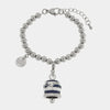 Bracciale in Acciaio campanella Capri con  strisce blu