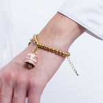 Bracciale in Acciaio campanella Capri con  strisce rosa - BYSIMON gioielli