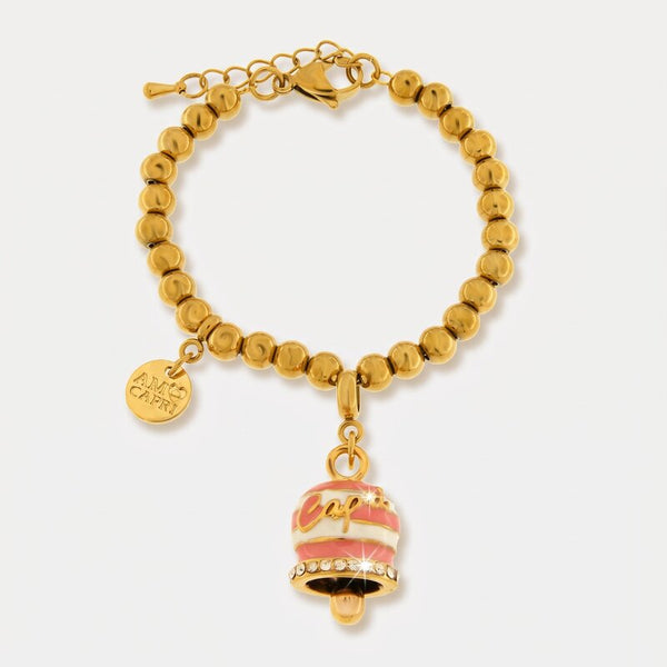 Bracciale in Acciaio campanella Capri con  strisce rosa - BYSIMON gioielli