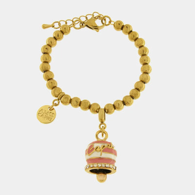 Bracciale in Acciaio campanella Capri con  strisce rosa - BYSIMON gioielli