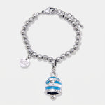 Bracciale in Acciaio campanella Capri con strisce azzurre - gioiello BySimon