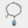 Bracciale in Acciaio campanella Capri con  strisce azzurre
