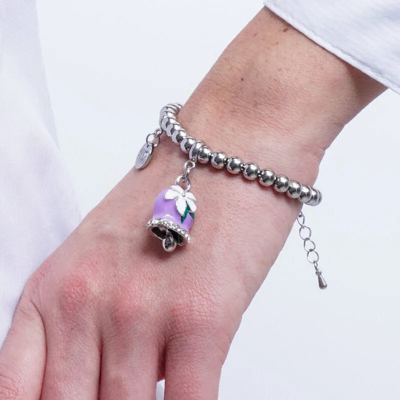 Bracciale in Acciaio campanella Capri viola con pois - BYSIMON gioielli