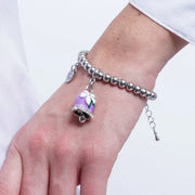 Bracciale in Acciaio campanella Capri viola con pois
