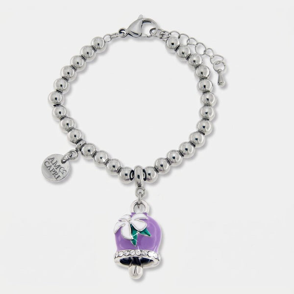 Bracciale in Acciaio Inossidabile campanella Capri viola con pois | gioielli in acciaio inossidabile | BYSIMON