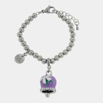 Bracciale in Acciaio campanella Capri viola con pois - BYSIMON gioielli