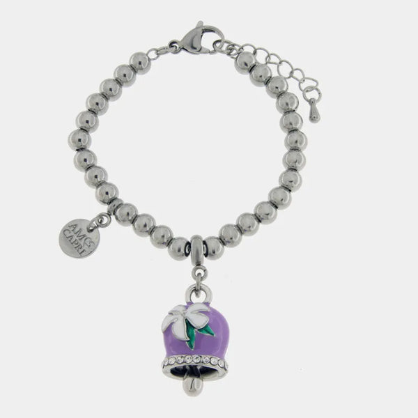 Bracciale in Acciaio Inossidabile campanella Capri viola con pois | gioielli in acciaio inossidabile | BYSIMON