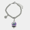 Bracciale in Acciaio campanella Capri viola con pois