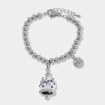 Bracciale in Acciaio campanella Capri bianca con pois blu - gioiello BySimon