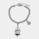 Bracciale in Acciaio campanella Capri bianca con pois blu - gioiello BySimon
