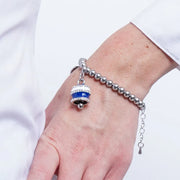 Bracciale in Acciaio campanella Capri con  strisce blu