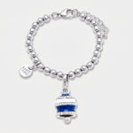Bracciale in Acciaio campanella Capri con strisce blu - gioiello BySimon