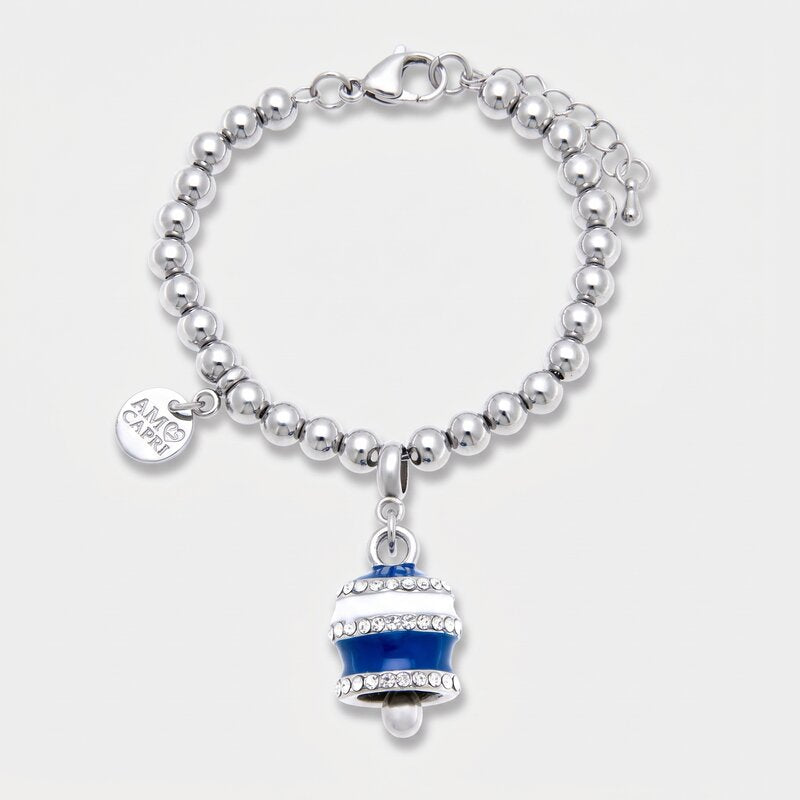 Bracciale in Acciaio campanella Capri con strisce blu - gioiello BySimon