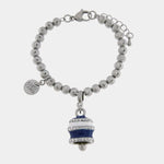 Bracciale in Acciaio campanella Capri con strisce blu - gioiello BySimon