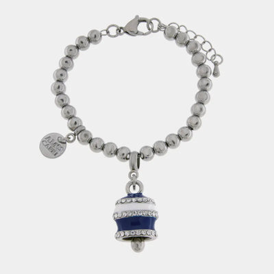 Bracciale in Acciaio campanella Capri con strisce blu - gioiello BySimon
