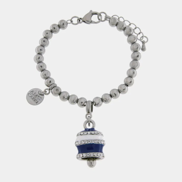 Bracciale in Acciaio campanella Capri con strisce blu - gioiello BySimon