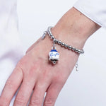Bracciale in Acciaio campanella Capri con strisce blu - gioiello BySimon
