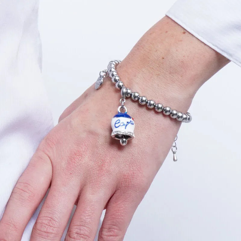 Bracciale in Acciaio campanella Capri con strisce blu - gioiello BySimon