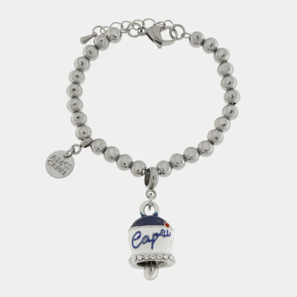 Bracciale in Acciaio campanella Capri con strisce blu - gioiello BySimon