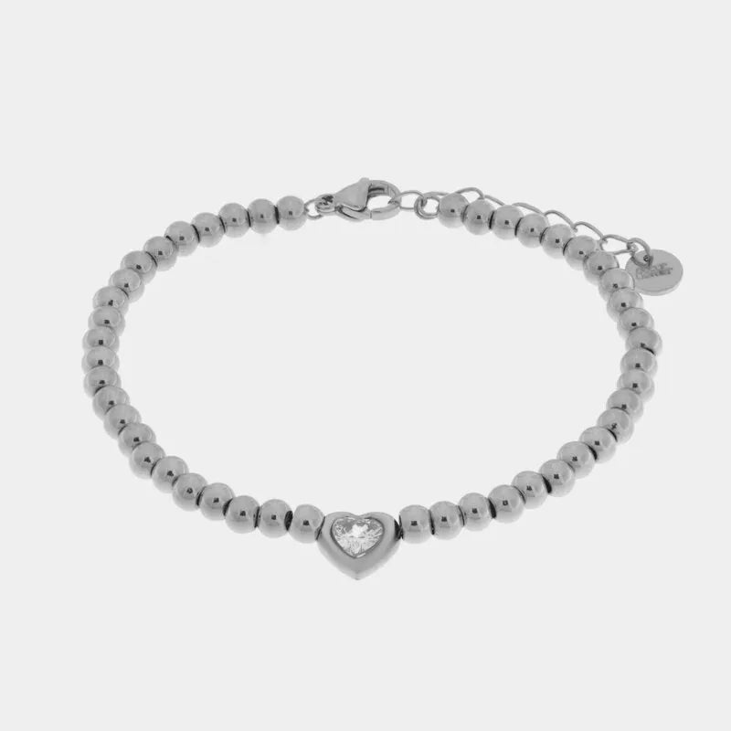 Bracciale in Acciaio sfere con cuore COEUR - gioiello BySimon