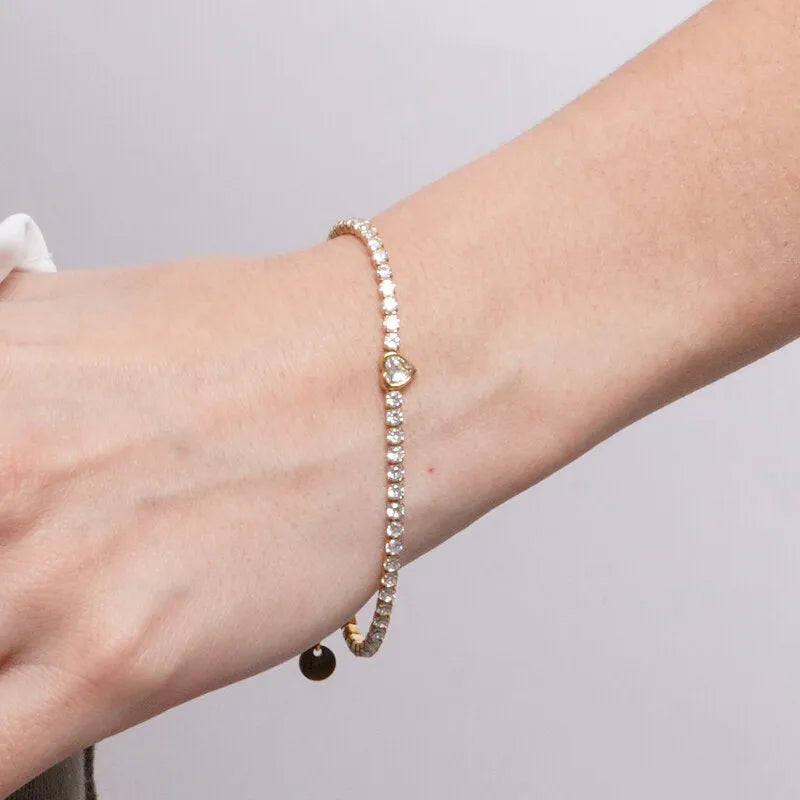 Bracciale in Acciaio tennis con cuore - BYSIMON gioielli