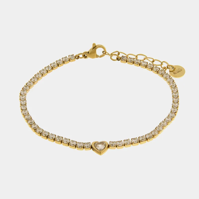 Bracciale in Acciaio tennis con cuore - BYSIMON gioielli