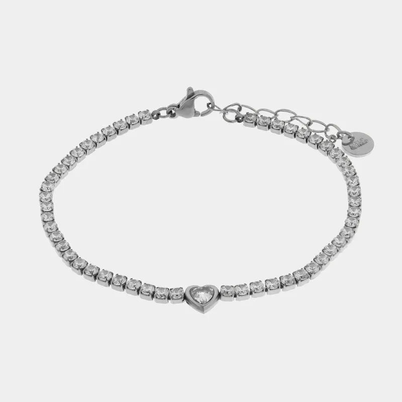 Bracciale in Acciaio tennis con cuore - BYSIMON gioielli