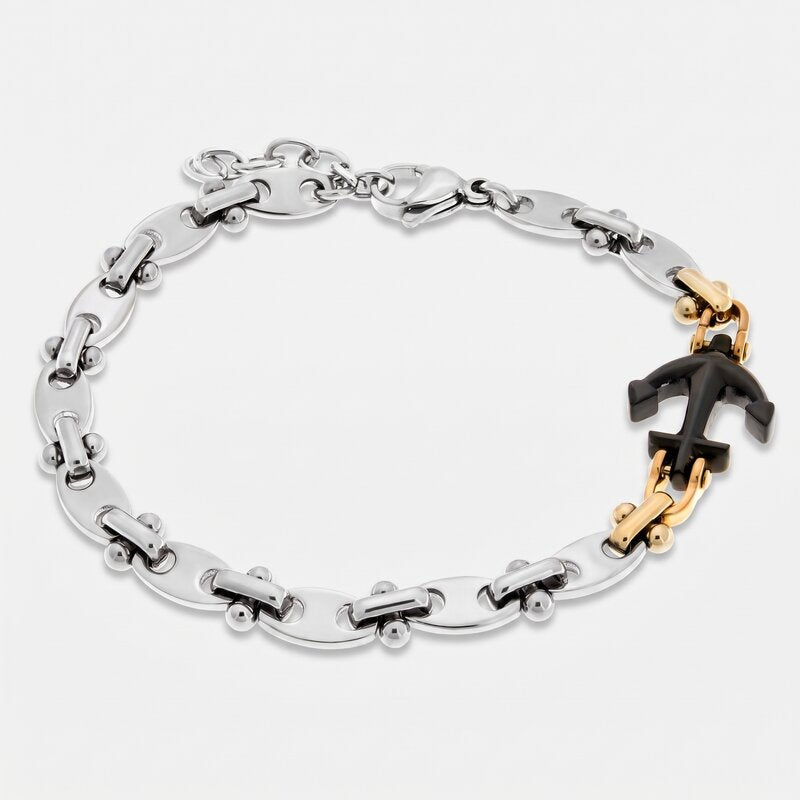 Bracciale in Acciaio maglia marina con ancora IJEWEL - gioiello BySimon