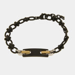 Bracciale in Acciaio catena con targhetta nera - BYSIMON gioielli