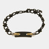 Bracciale in Acciaio catena con targhetta nera - BYSIMON gioielli