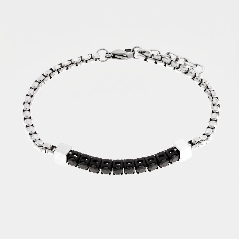 Bracciale in Acciaio pietre nere - BYSIMON gioielli