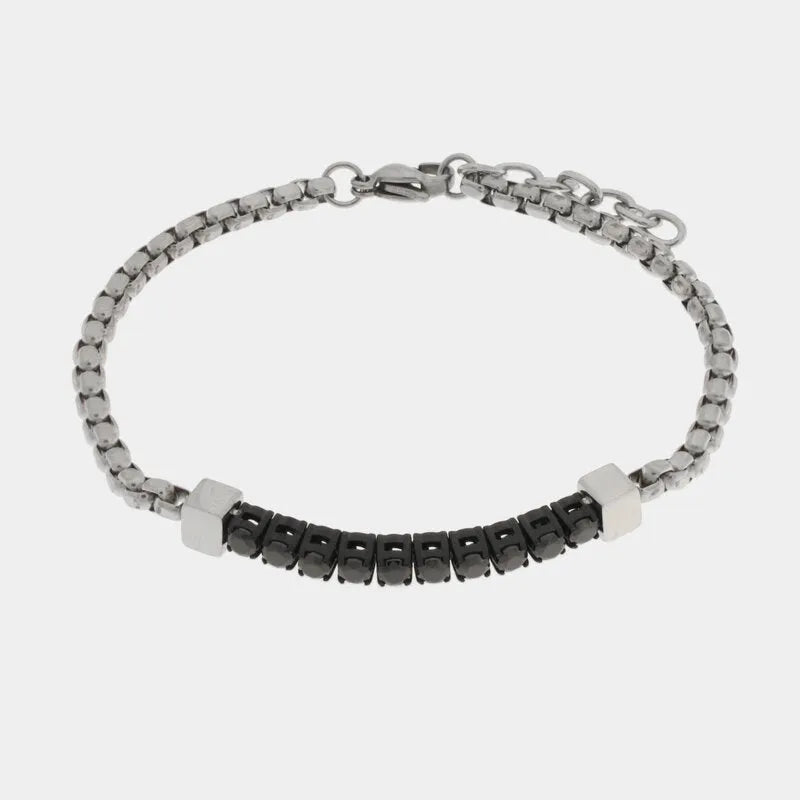 Bracciale in Acciaio pietre nere - BYSIMON gioielli