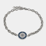 Bracciale in acciaio inossidabile con bussola smaltata blu - BYSIMON