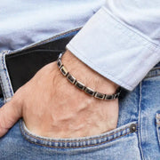 Bracciale in Acciaio catena con dettaglio nero