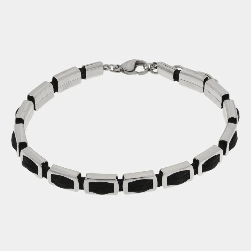 Bracciale in Acciaio catena con dettaglio nero IJEWEL - gioiello BySimon