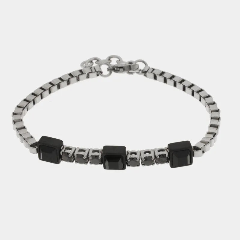 Bracciale in Acciaio cristalli neri IJEWEL - gioiello BySimon