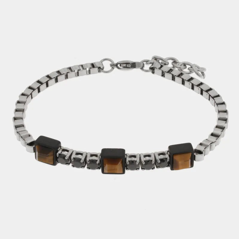 Bracciale in Acciaio cristalli marroni IJEWEL - gioiello BySimon