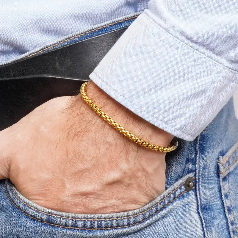 Bracciale in acciaio a catena con finitura gold - BYSIMON
