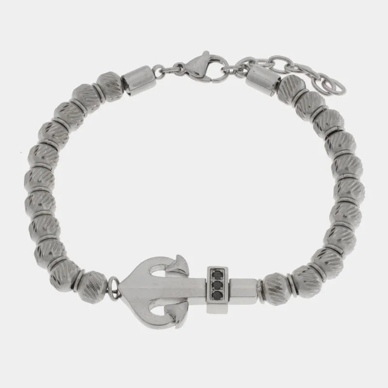 Bracciale in Acciaio sfere con ancora IJEWEL - gioiello BySimon